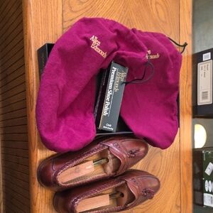 Allen Edmonds Burgundy Leather Maxfield Braided Tassel Loafers 10D